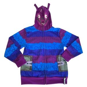 Fortnite Supply Llama Zip Hoodie Kids Medium Purple Blue Loot Llama Mask Costume